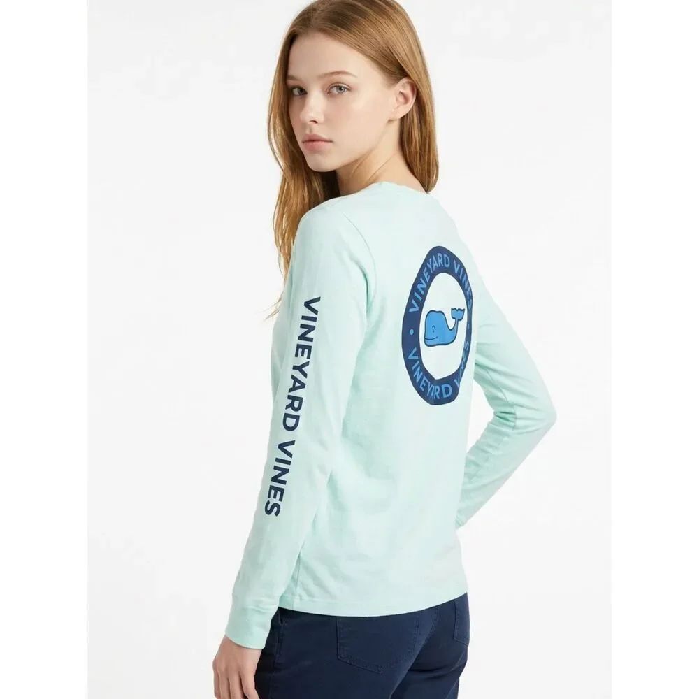 VINEYARD VINES | Long Sleeve Logo Tee Turquoise Blue XS